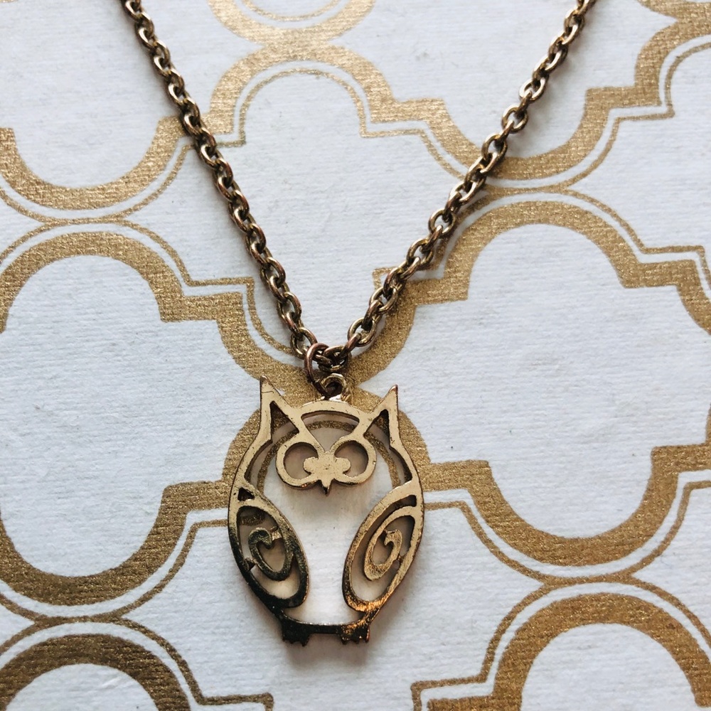 Gold owl necklace